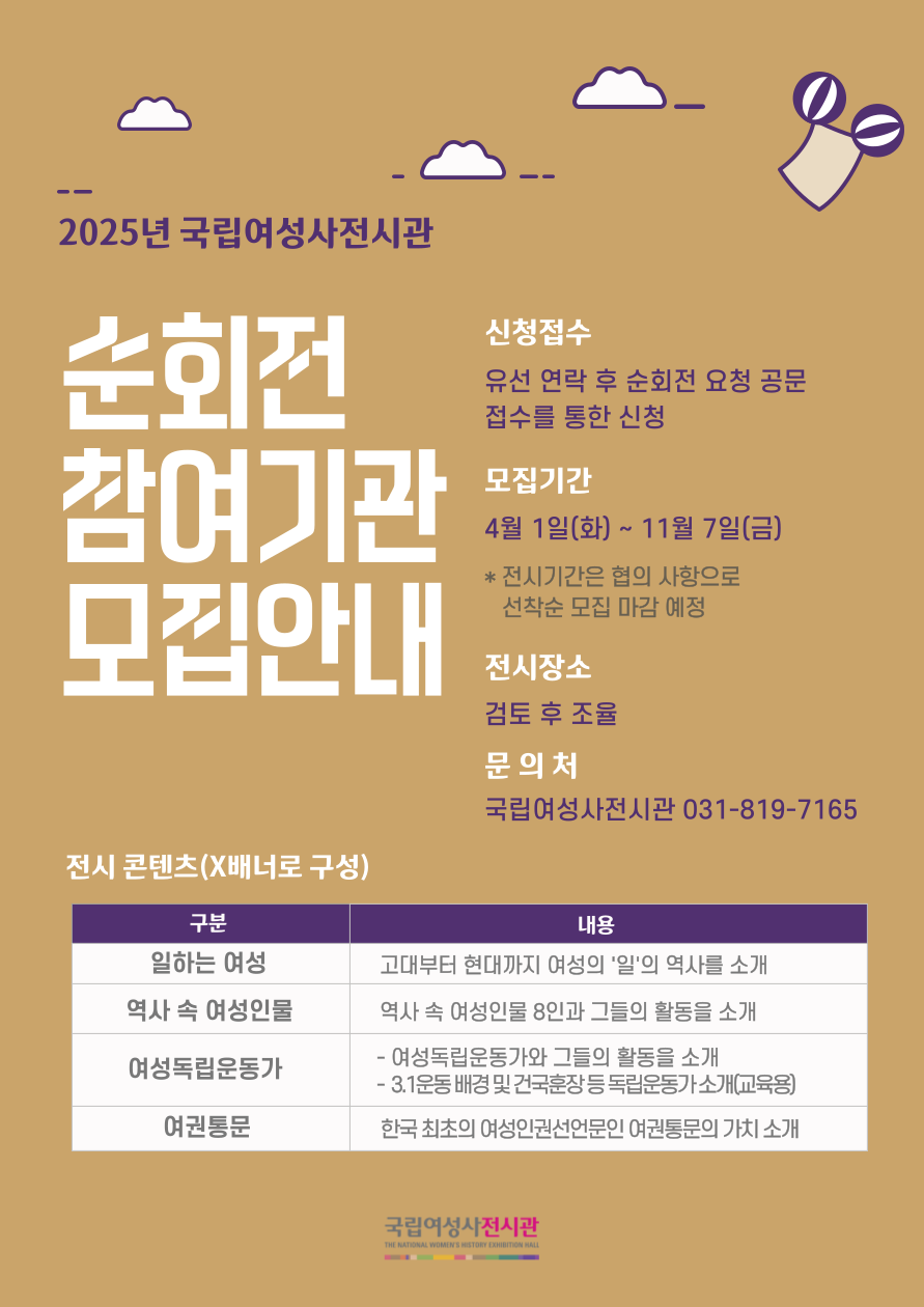 2025년 국립여성사전시관 순회전 참여기관 모집